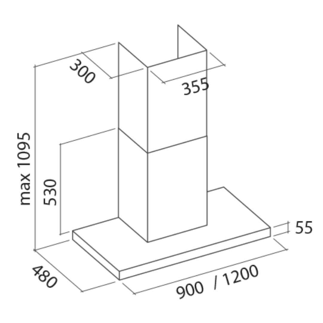 Falmec 90 cm Island Chimney Nrs Lumina Black Island Fresh Series NRS Lumina Black Island 90