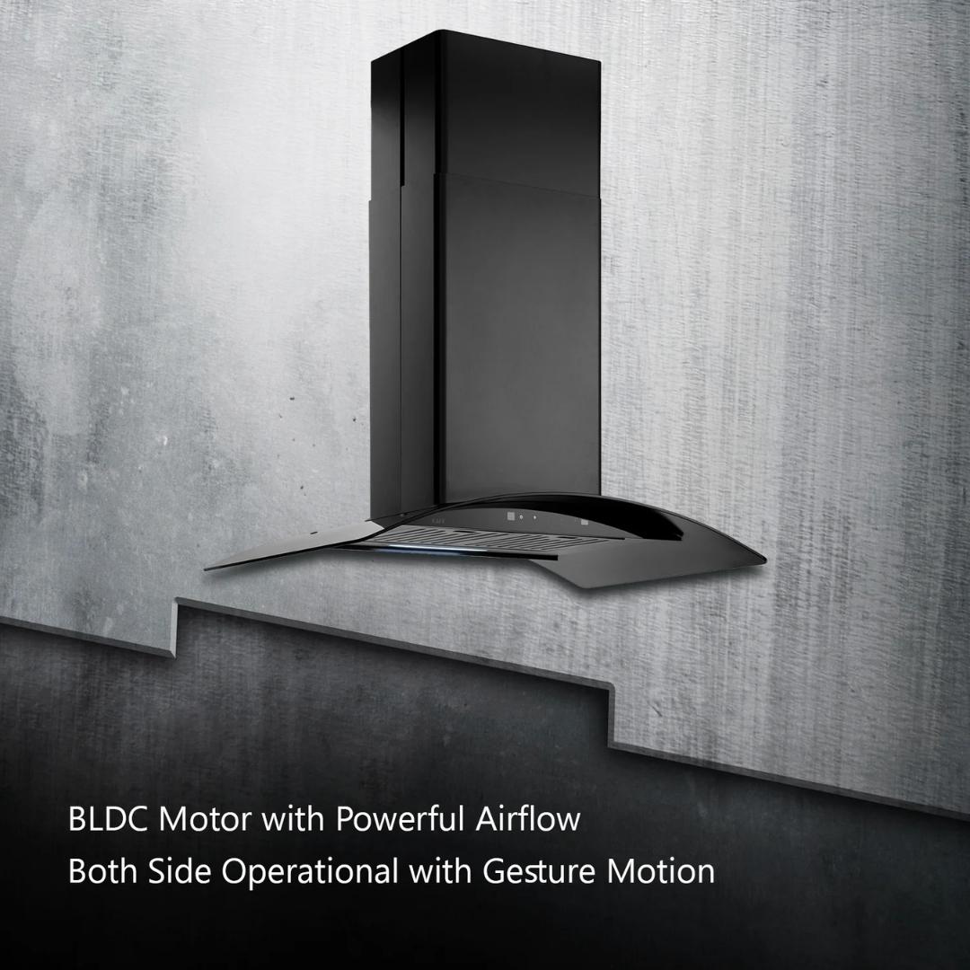 Kaff 90 cm Island Chimney Island Series OPEC DHC 90 BLK IS BLDC