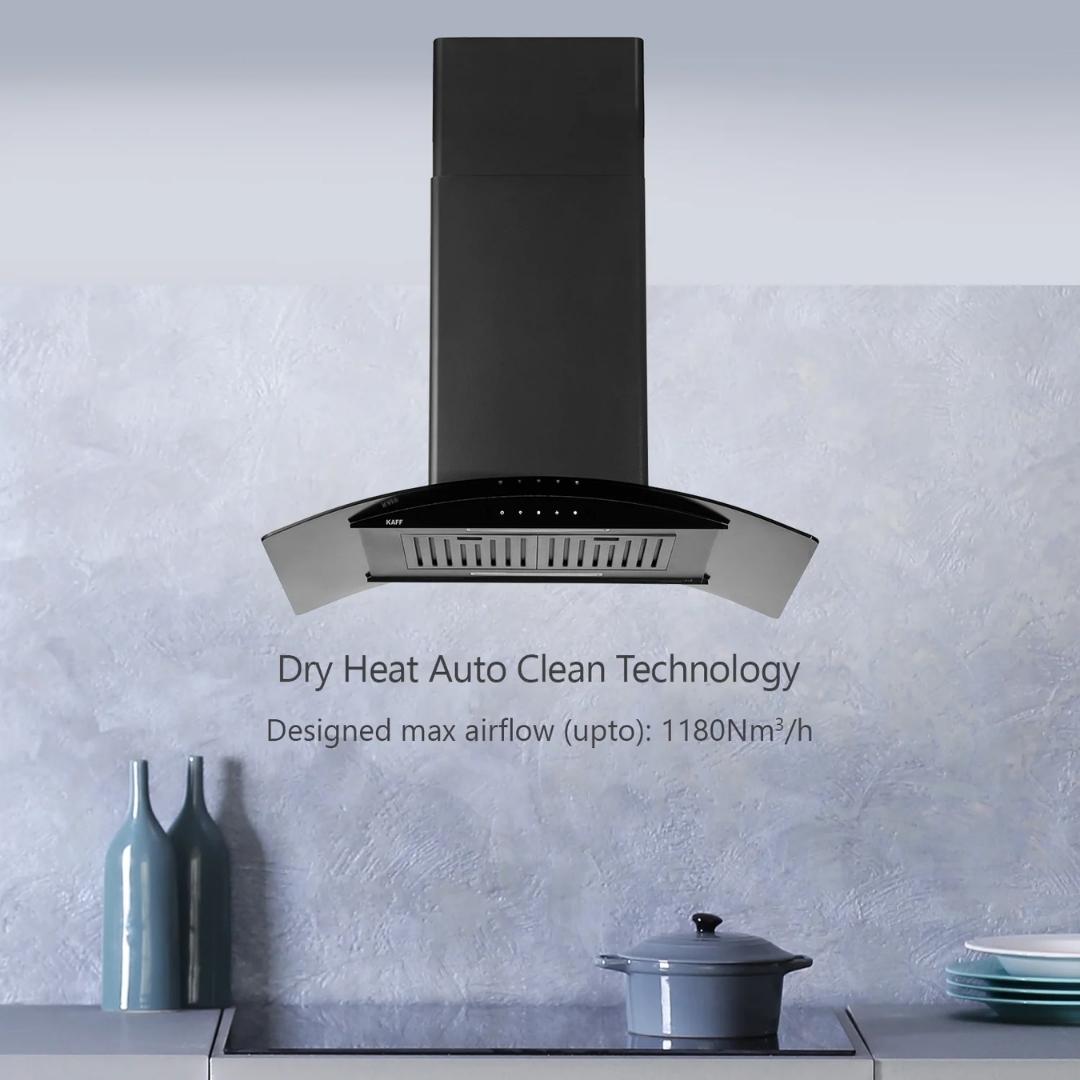 Kaff 90 cm Island Chimney Island Series OPEC DHC 90 BLK IS BLDC