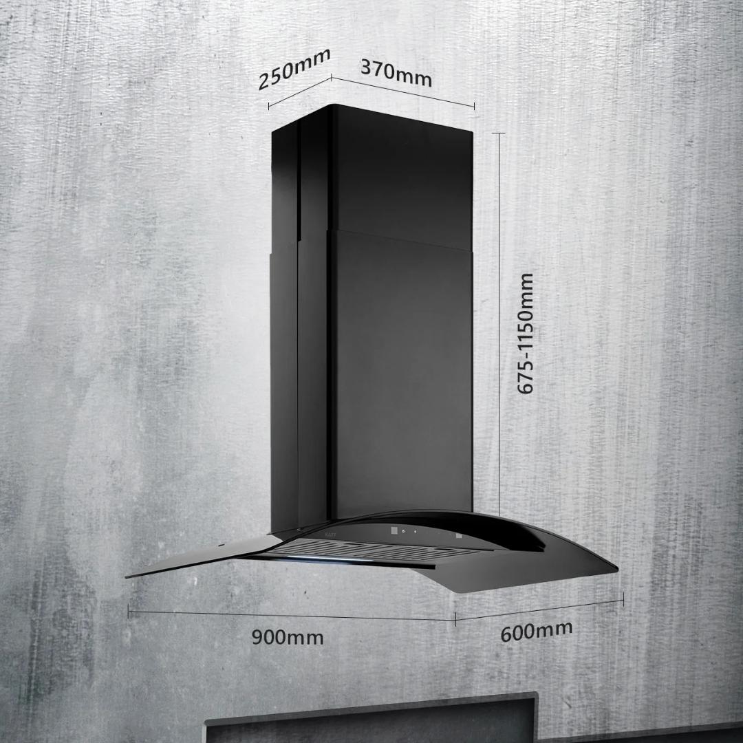 Kaff 90 cm Island Chimney Island Series OPEC DHC 90 BLK IS BLDC