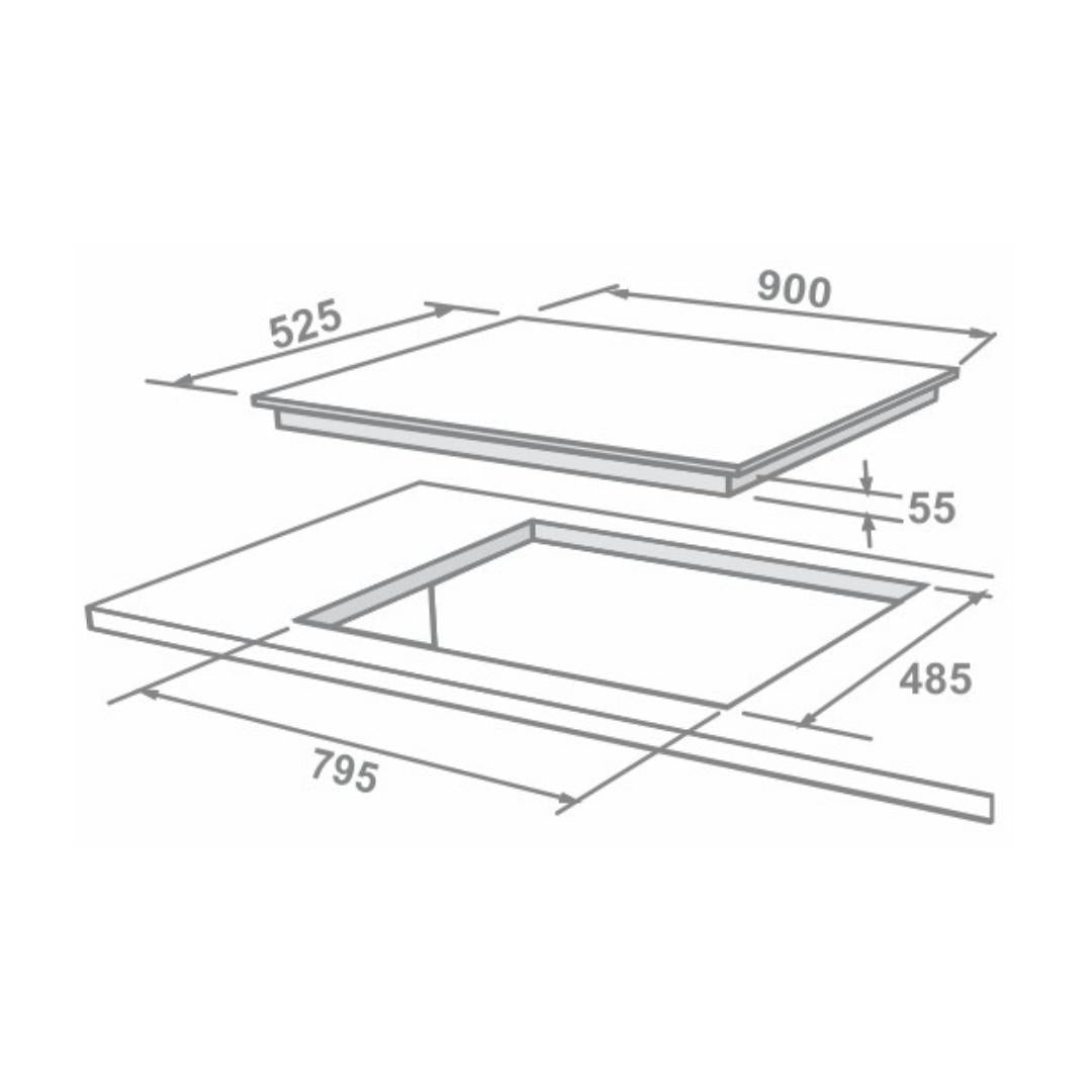 Elica 90 cm 5 Burner Hob Pro FB Series PRO FB MFC 5B 90 MT