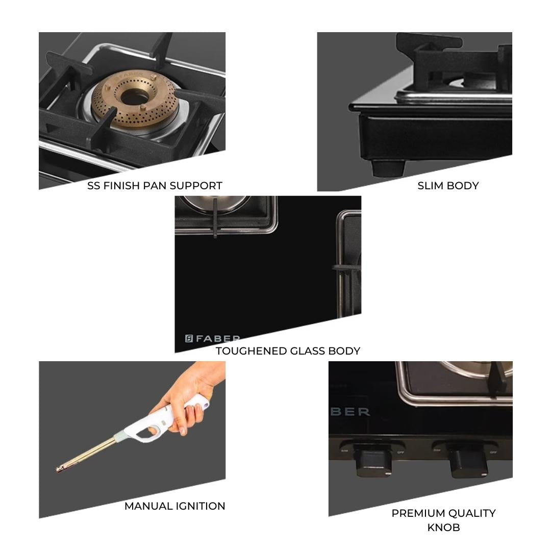 Faber 70 cm 2 Burner Cooktop REMO 2BB BK