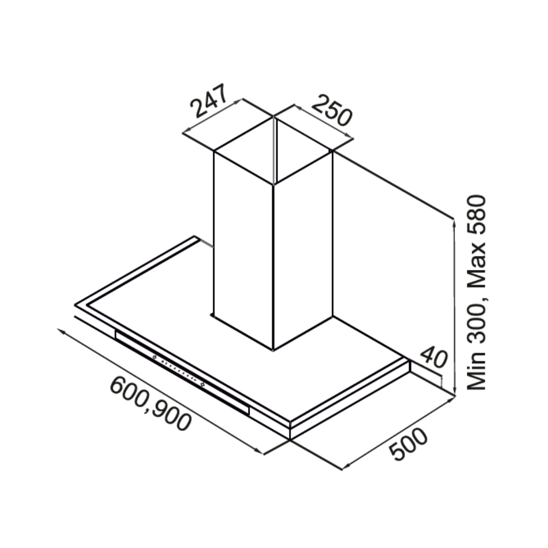Carysil 60 cm Wall Mounted Chimney Wall Mounted Series Rockstar 60