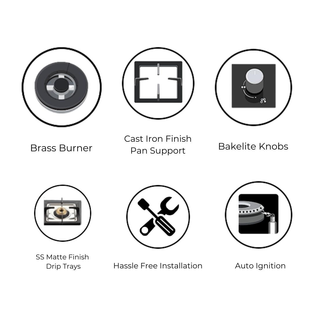 Hindware 76 cm 3 Burner Cooktop Rosia ROSIA 3B 76 CM