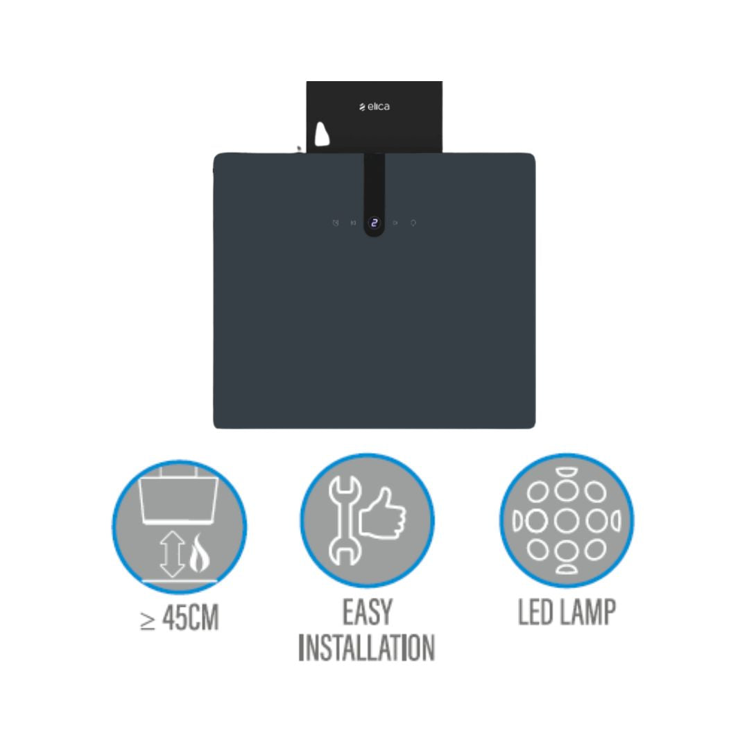 Elica 60 cm Wall Mounted Chimney SLIM BLDC 60 NERO