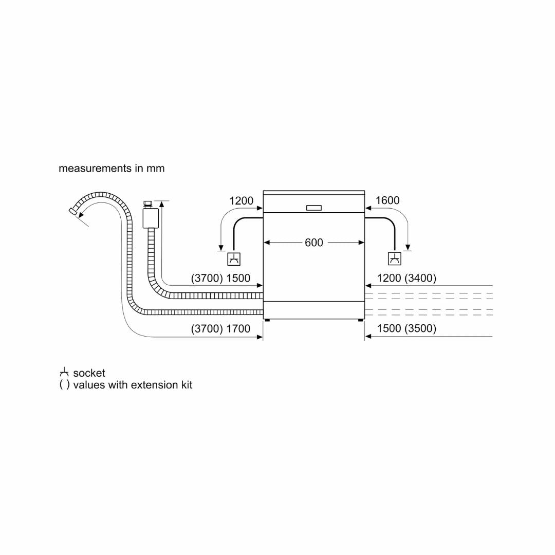 Siemens Free Standing Dishwasher iQ700 Series SN27ZI00VI with 15 Place Settings