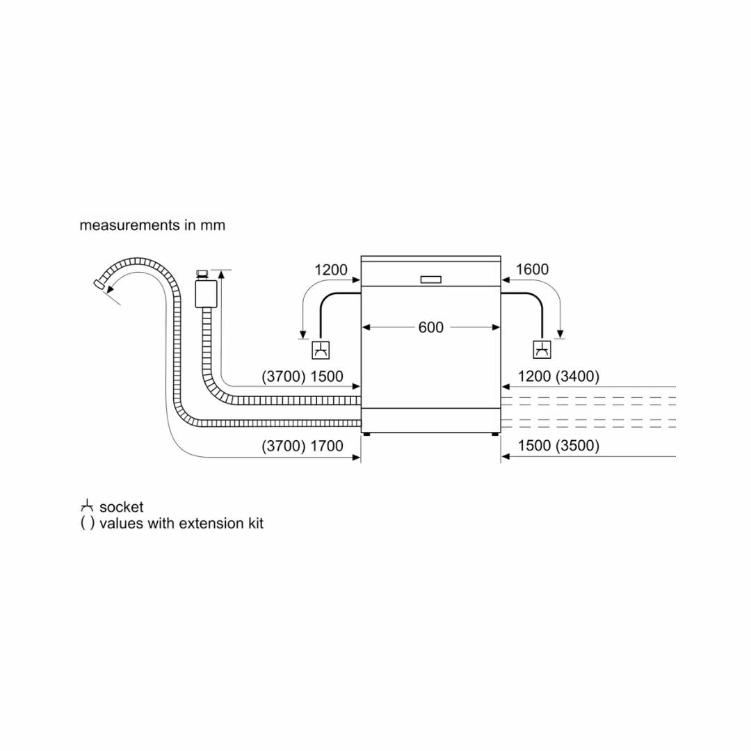 Siemens Semi Built in Dishwasher iQ700 Series SN57ZS00VI with 15 Place Settings