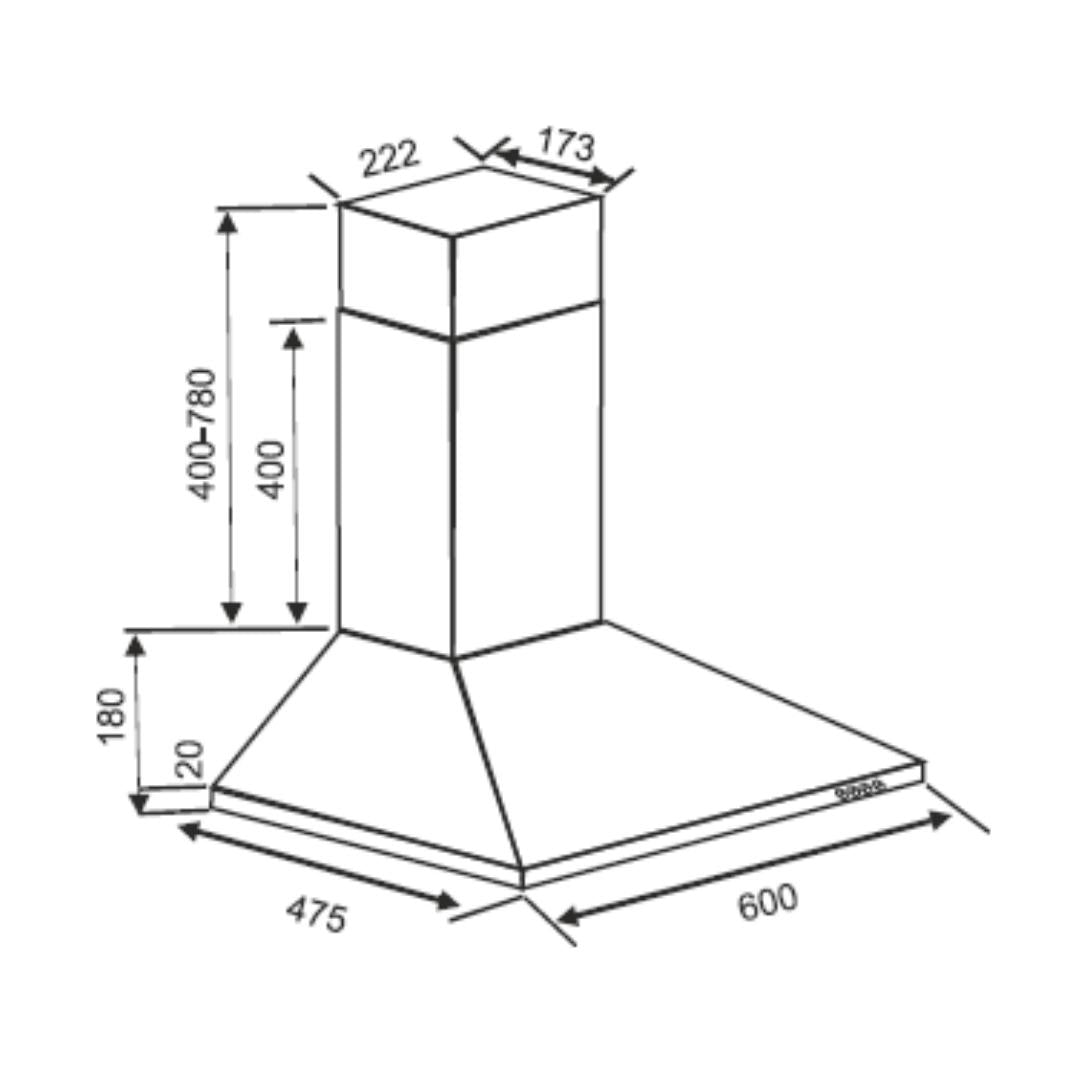 Elica 60 cm Wall Mounted Chimney Classic Series STRIP BF 60 SS