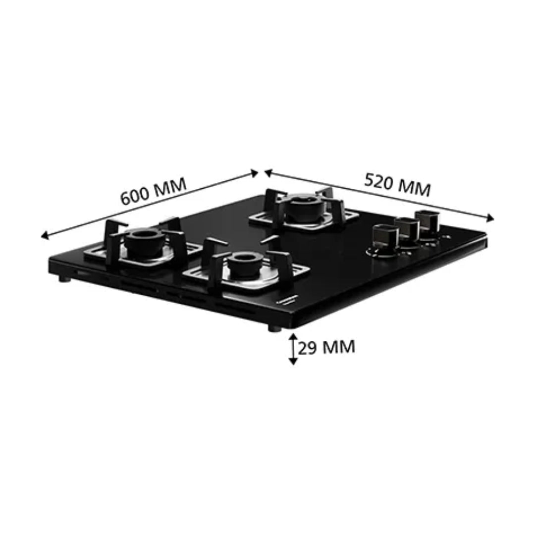 Crompton 60 cm 3 Burner Cooktop Superslim TAB-SUHB603-MBL