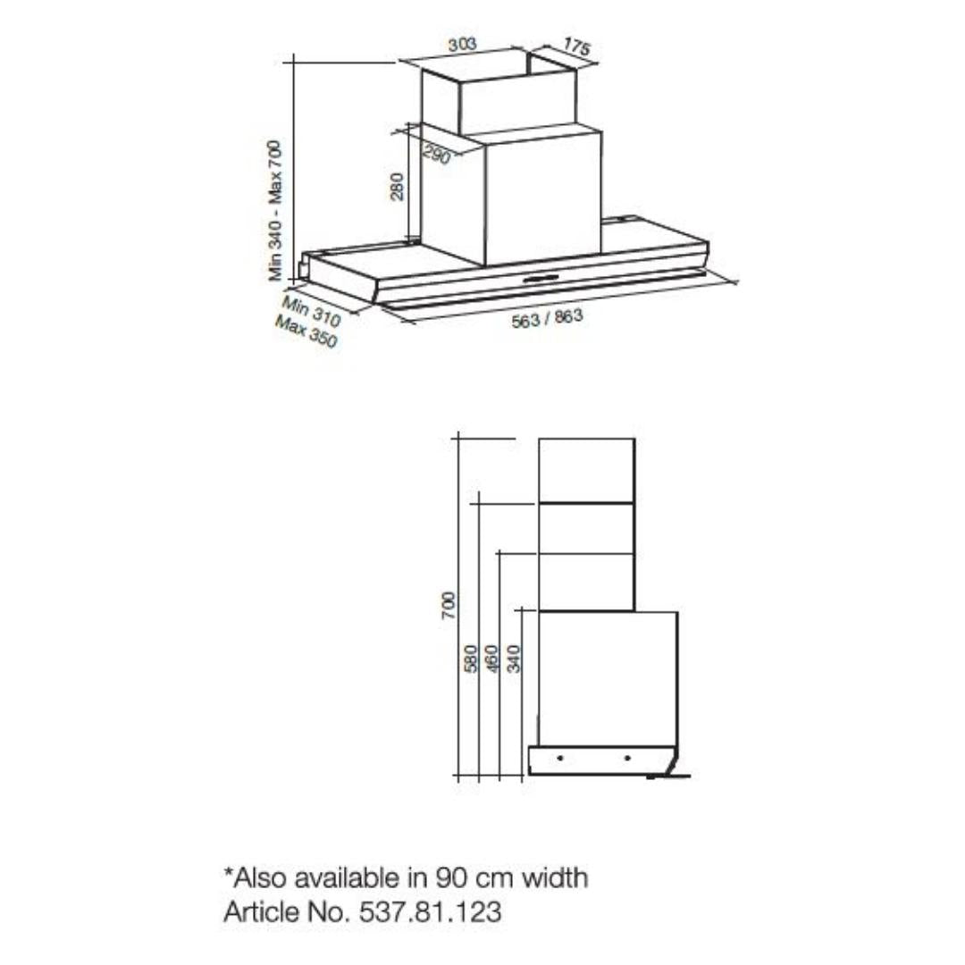 Falmec 60 cm Under Cabinet Wall Mounted Chimney Virgola Plus Fresh Series VIRGOLA PLUS 60