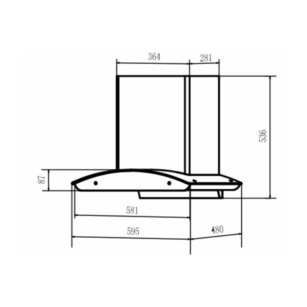 Elica 60 cm Wall Mounted Chimney Filterless Series WD TFL HAC 60 MS NERO LTW WITH INSTALLATION KIT