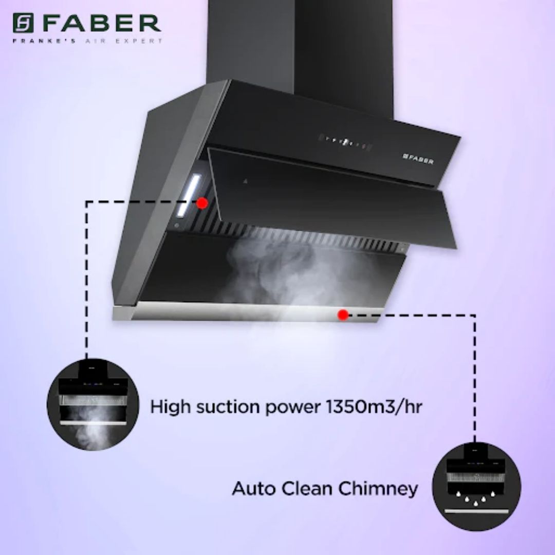 Faber 75 cm Wall Mounted Chimney Filterless Series ZENITH FL SC AC BK 75