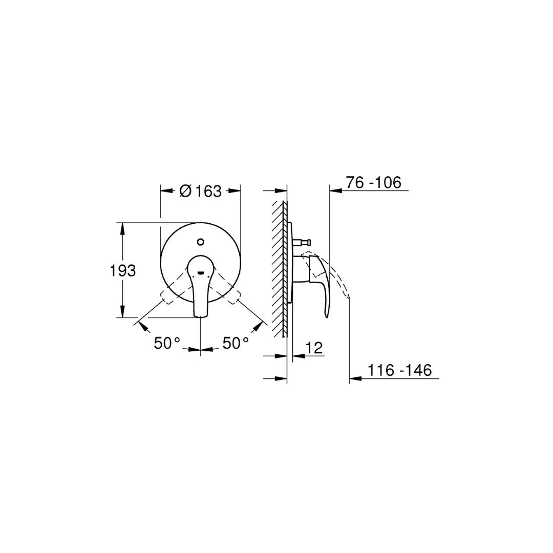 Grohe 2 Way Diverter Eurosmart 19450002 - Chrome Finish