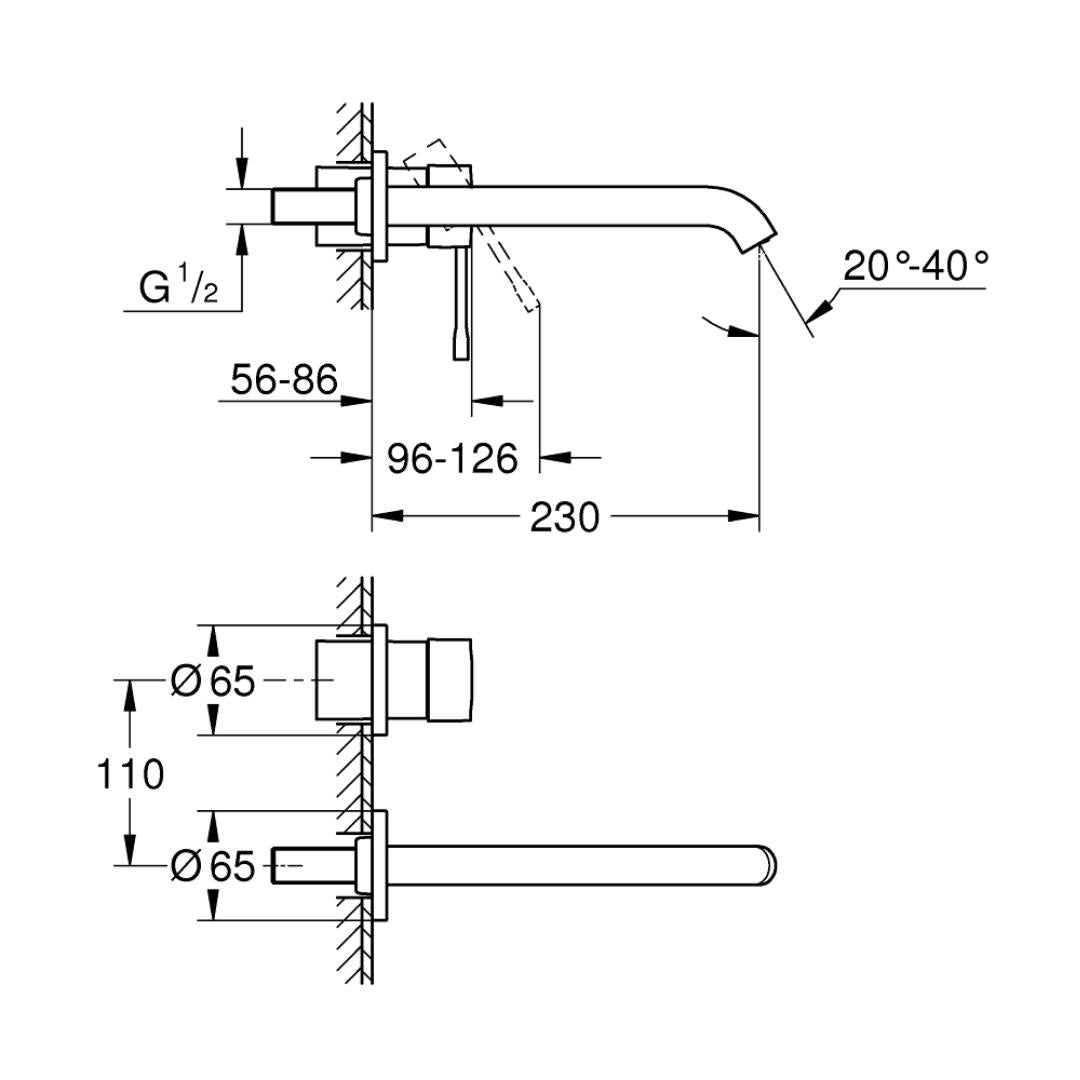Grohe Wall Mounted Basin Mixer Essence 19967001 - Chrome