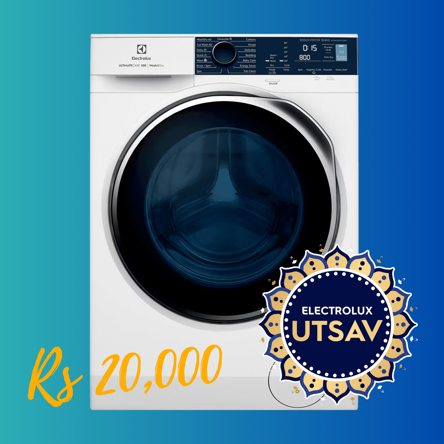 Electrolux Oven UltimateTaste 500 KOD3H50BK + Microwave with Air Fryer UltimateTaste 900 EMSB30XCF + Chimney UltimateTaste 700 Series ECT9841KB + Hob UltimateTaste 300 EHG9430BCI with Festive Price Washer Dryer
