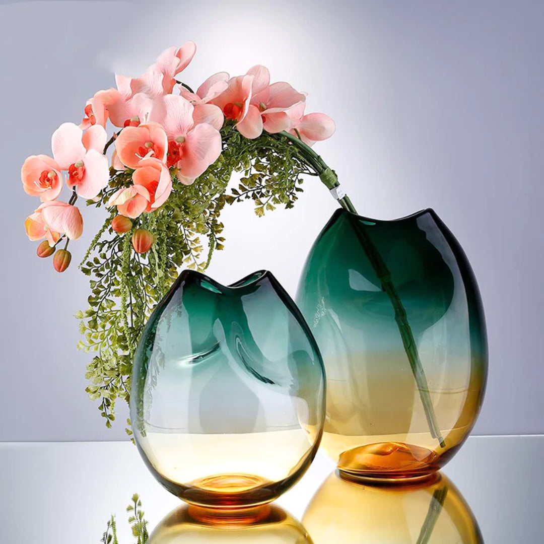 Verdant Serenity Glass Grandeur Vase
