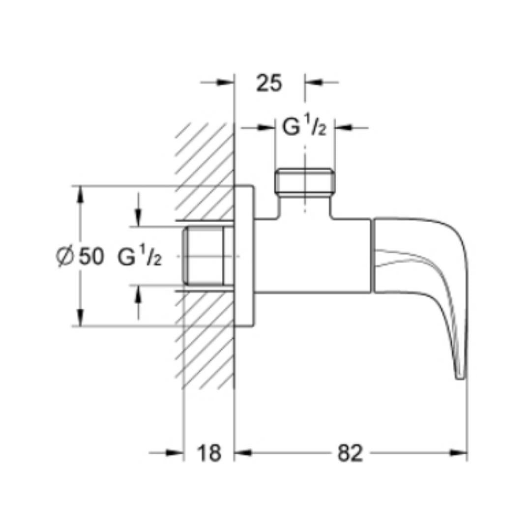 Grohe Basin Area Angle Valve Bau Curve 22006000 - Chrome