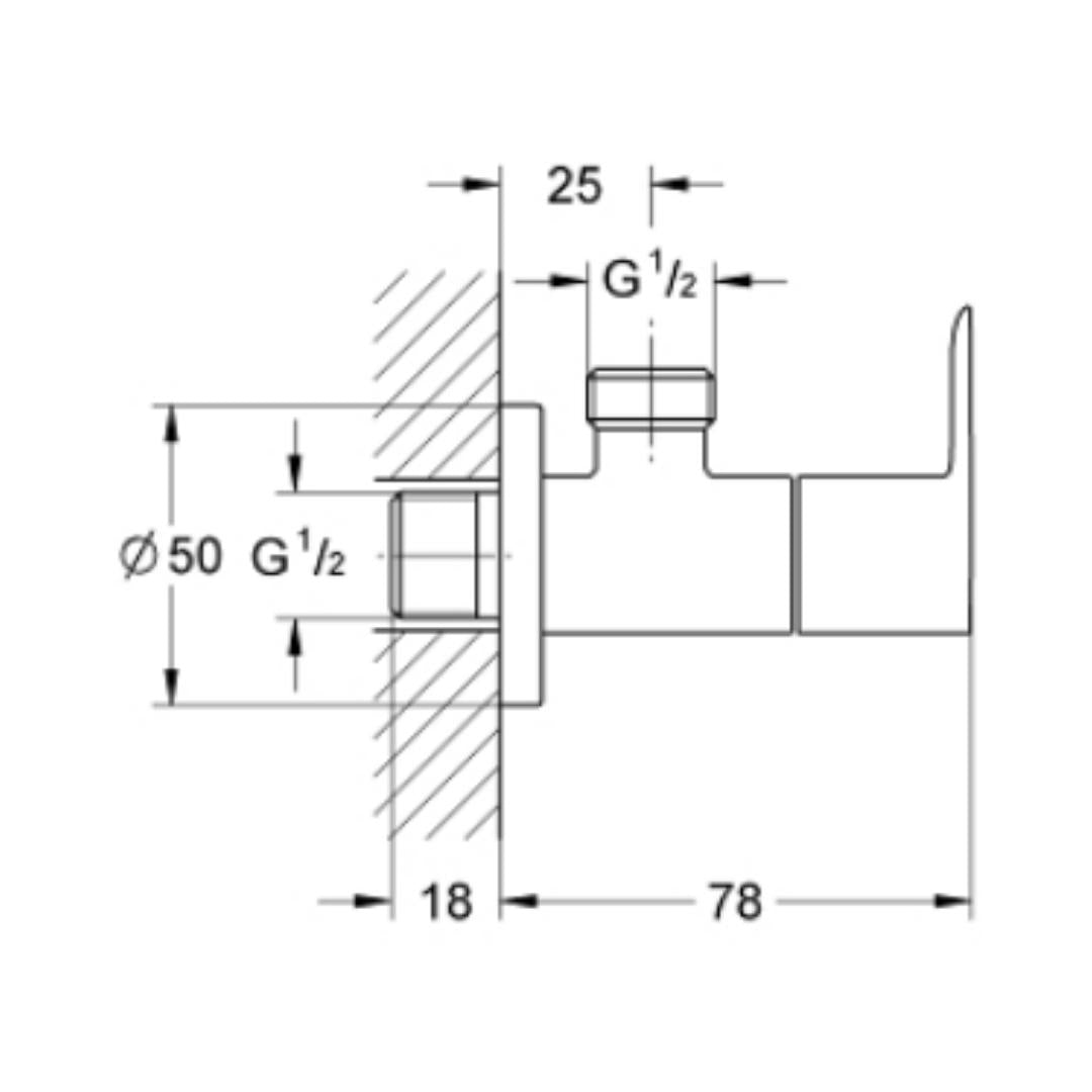 Grohe Basin Area Angle Valve Bau Loop 22008000 - Chrome