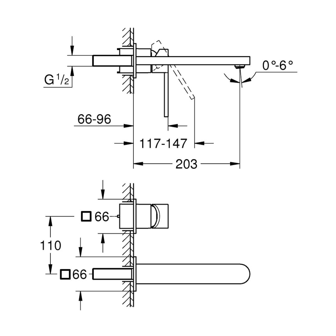 Grohe Wall Mounted Basin Mixer Grohe Plus 29306003 - Chrome