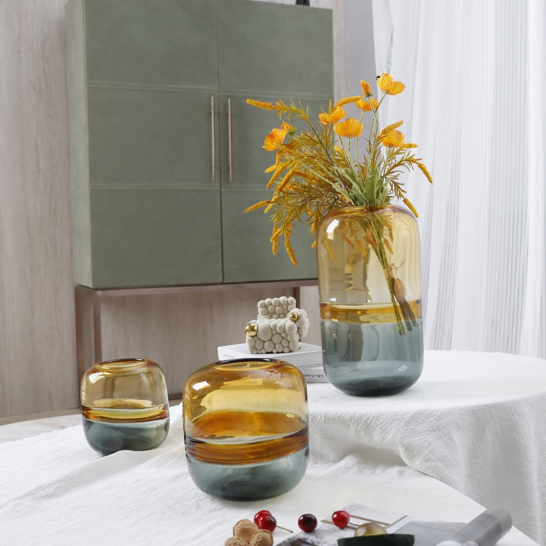 Champagne Cascade Glass Elegance Vase