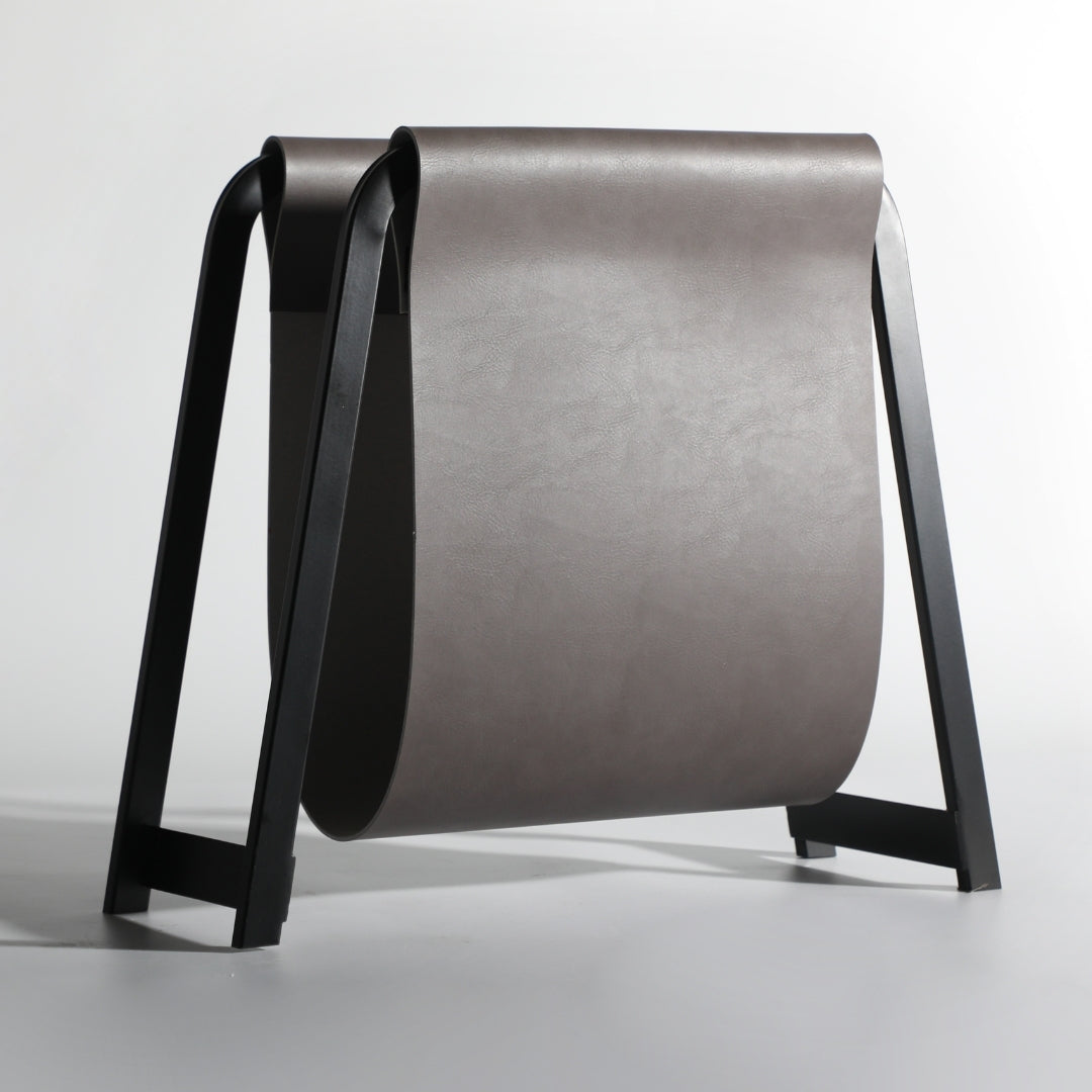 Sleek Storage Leather & Iron Magazine Holder