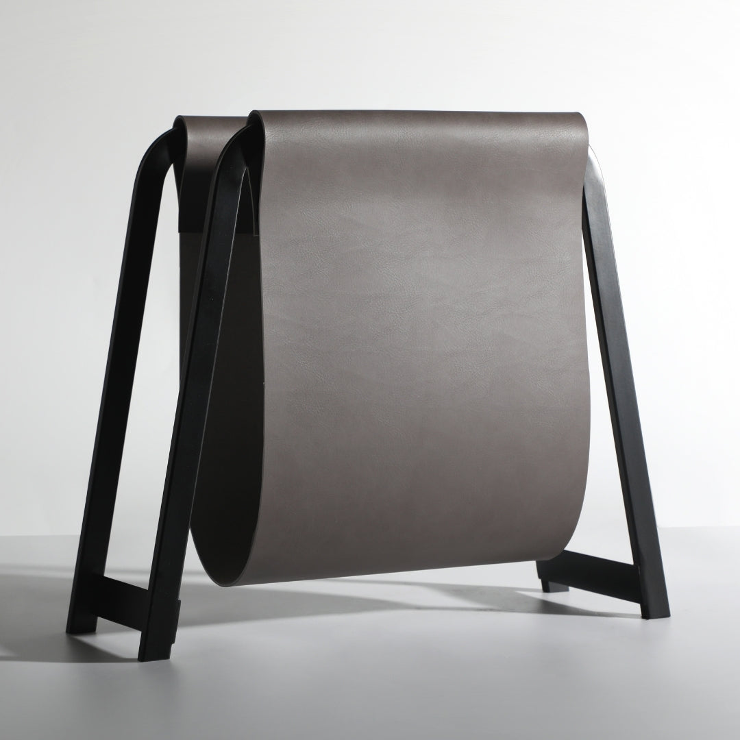 Sleek Storage Leather & Iron Magazine Holder