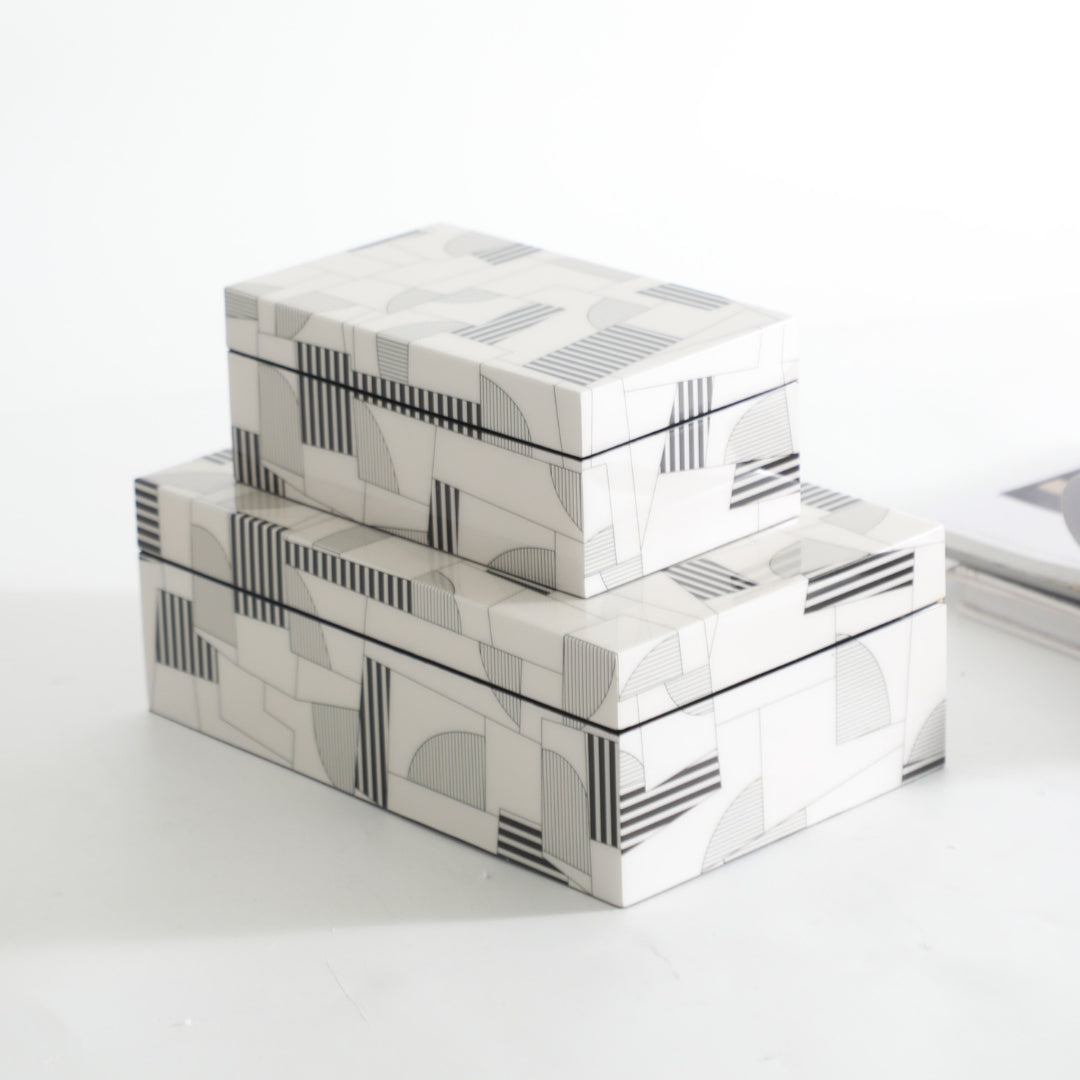 Versatile Black & White MDF Storage Box