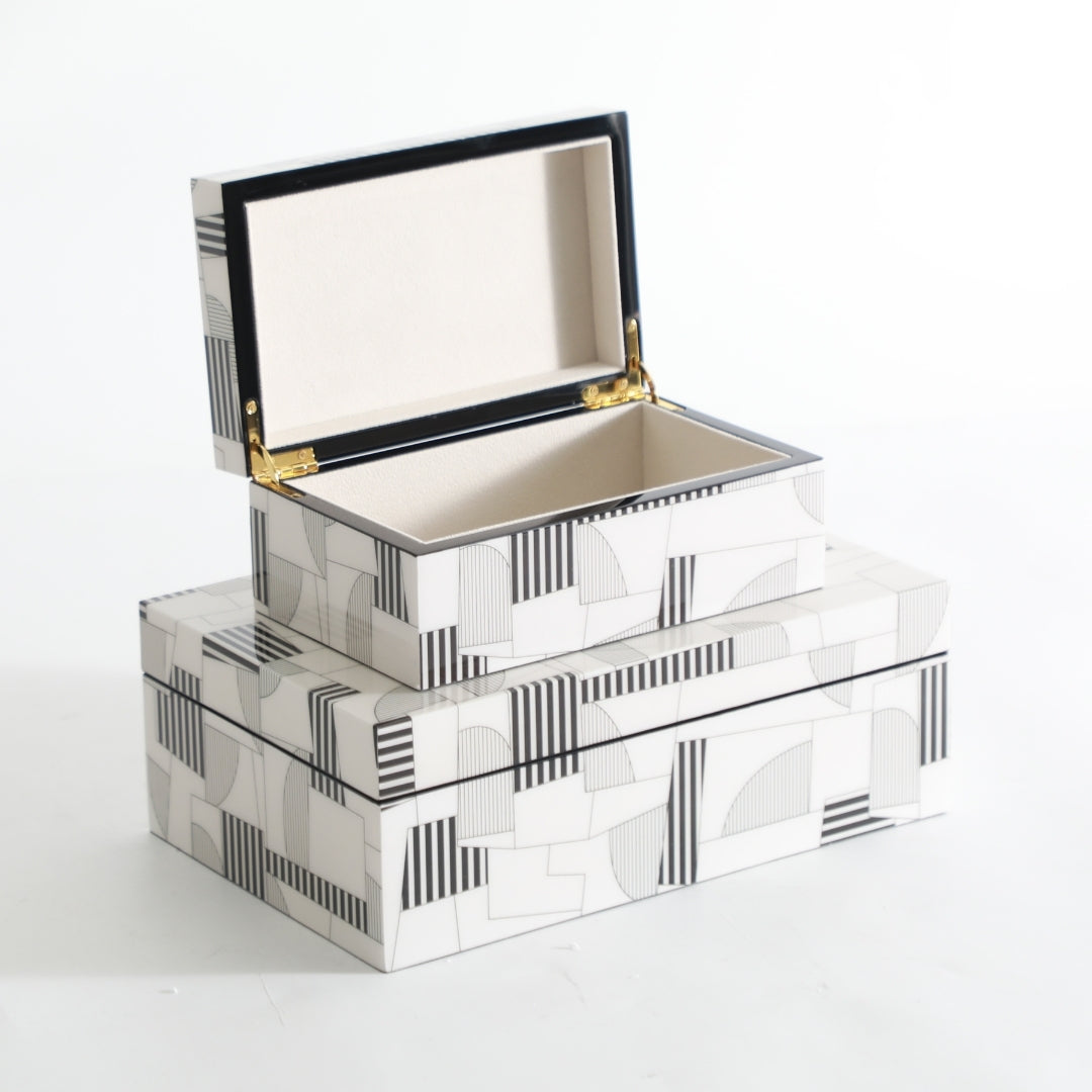 Versatile Black & White MDF Storage Box