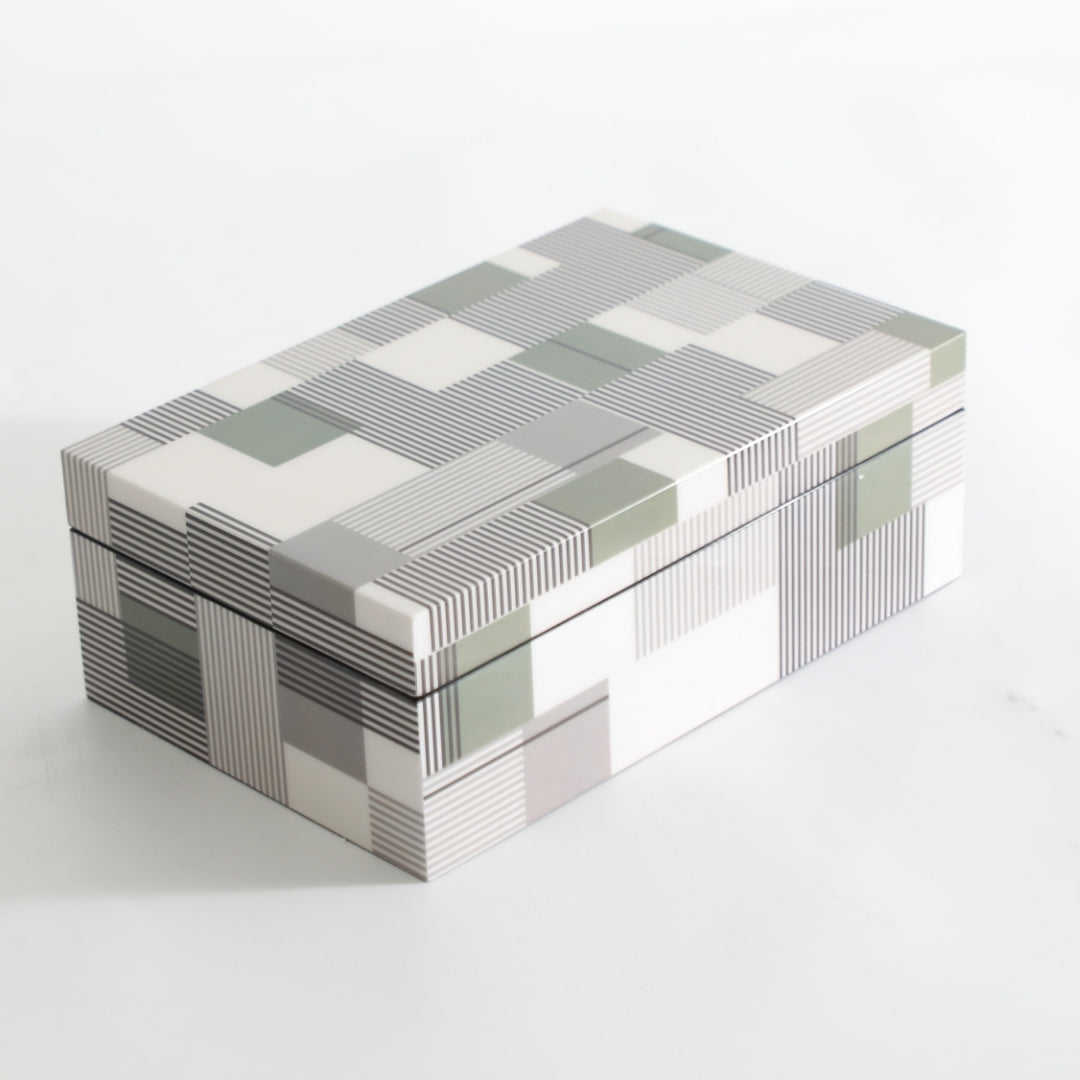 Functional White, Green & Grey MDF Storage Box
