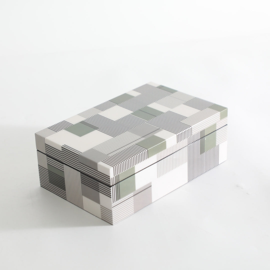 Functional White, Green & Grey MDF Storage Box