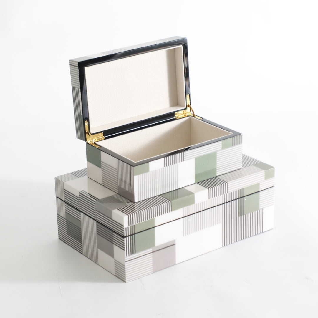 Functional White, Green & Grey MDF Storage Box