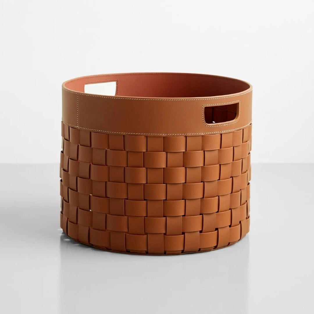Luxe Weave Chic Leather Basket