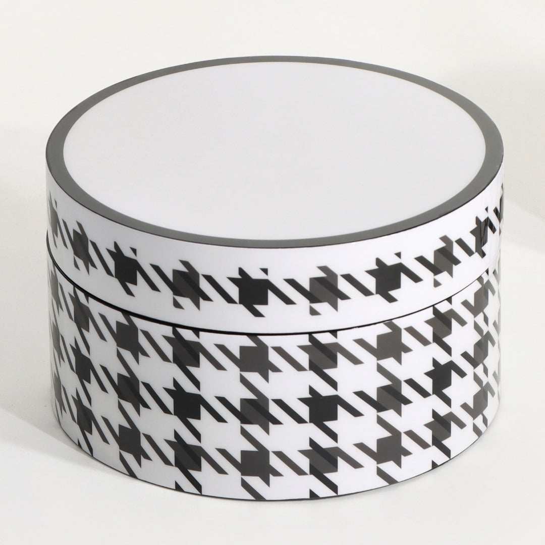 Classic Houndstooth Pattern Round Storage Box