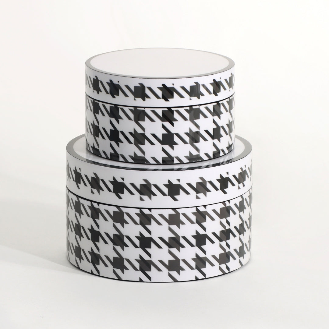 Classic Houndstooth Pattern Round Storage Box