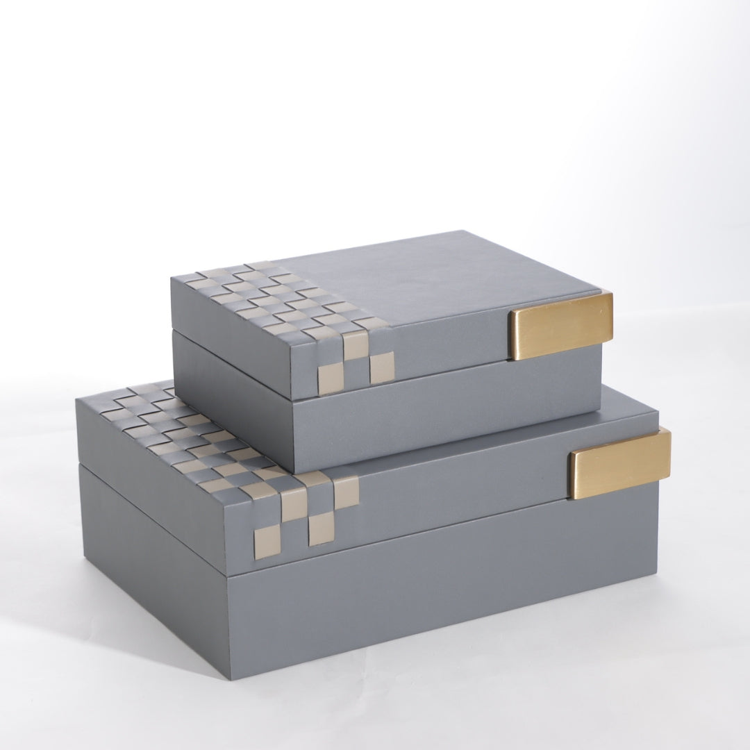 Artisan Grey & Khaki Hand-Woven Microfiber Storage Box