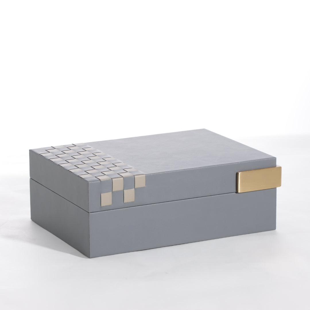 Artisan Grey & Khaki Hand-Woven Microfiber Storage Box