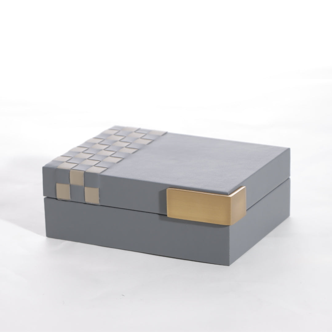 Artisan Grey & Khaki Hand-Woven Microfiber Storage Box