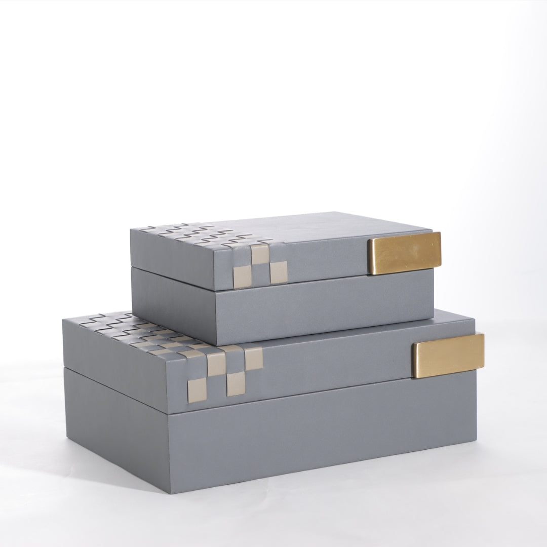 Artisan Grey & Khaki Hand-Woven Microfiber Storage Box