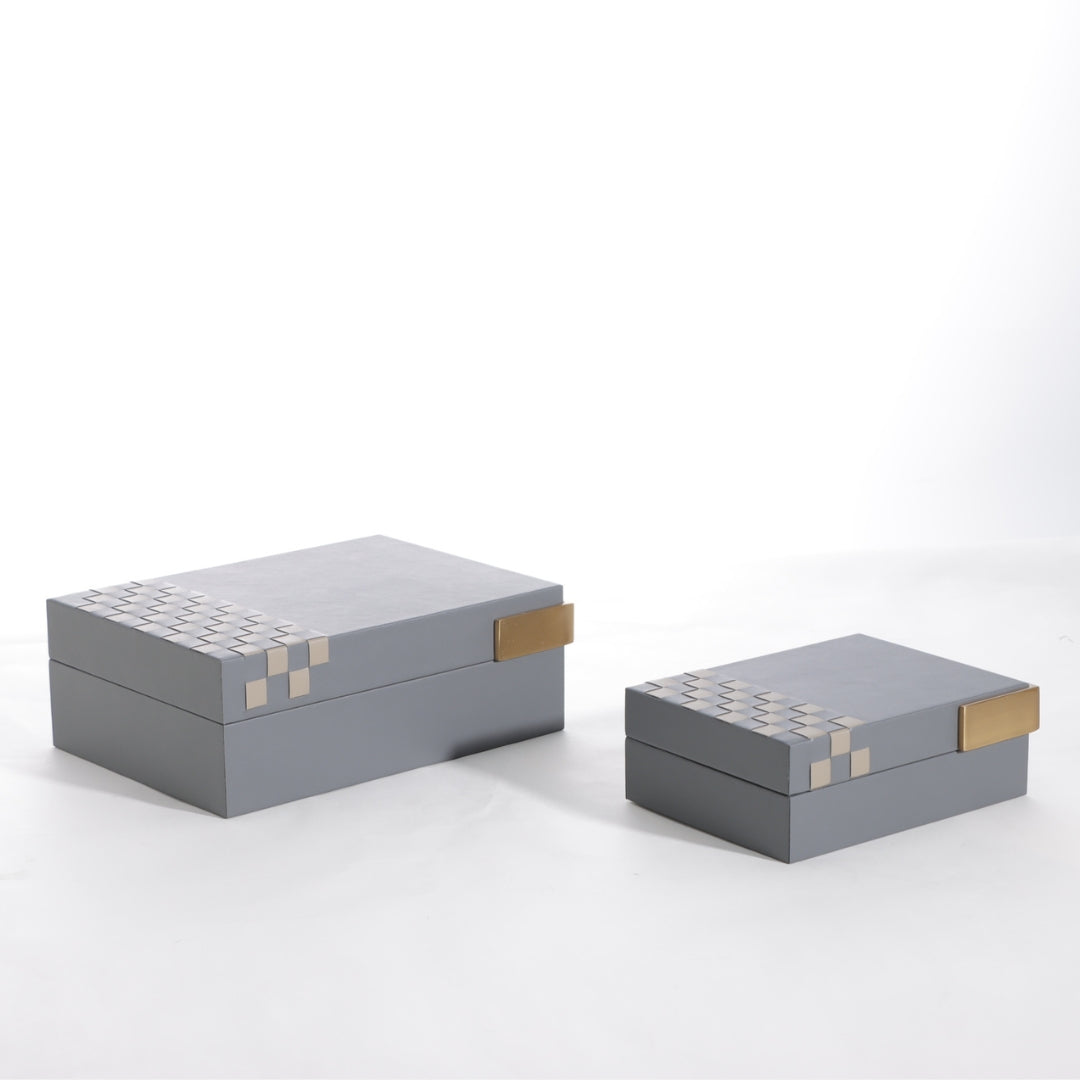 Artisan Grey & Khaki Hand-Woven Microfiber Storage Box