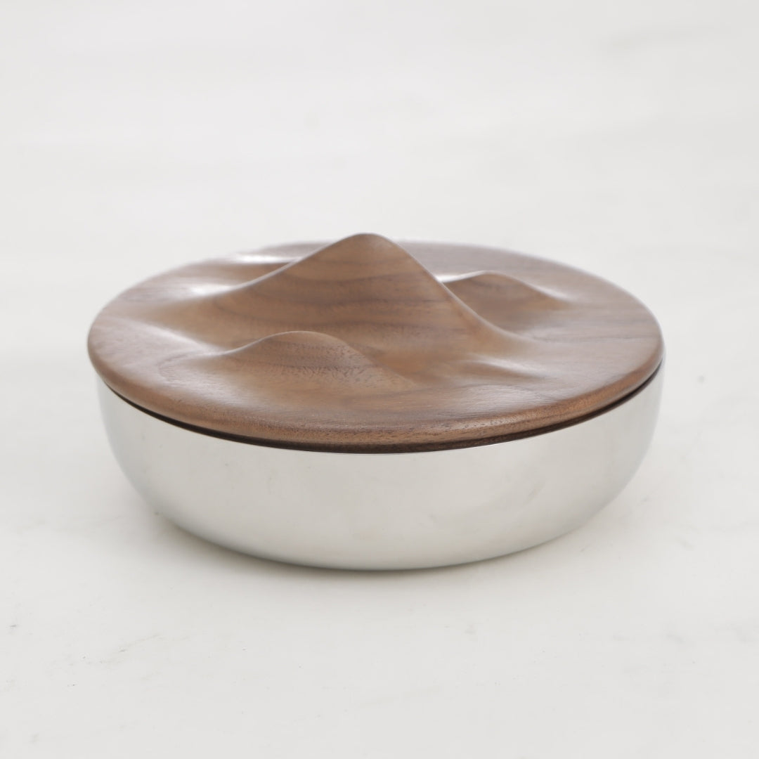 Woodland Opulence Silver & Walnut SS Steel Storage Box
