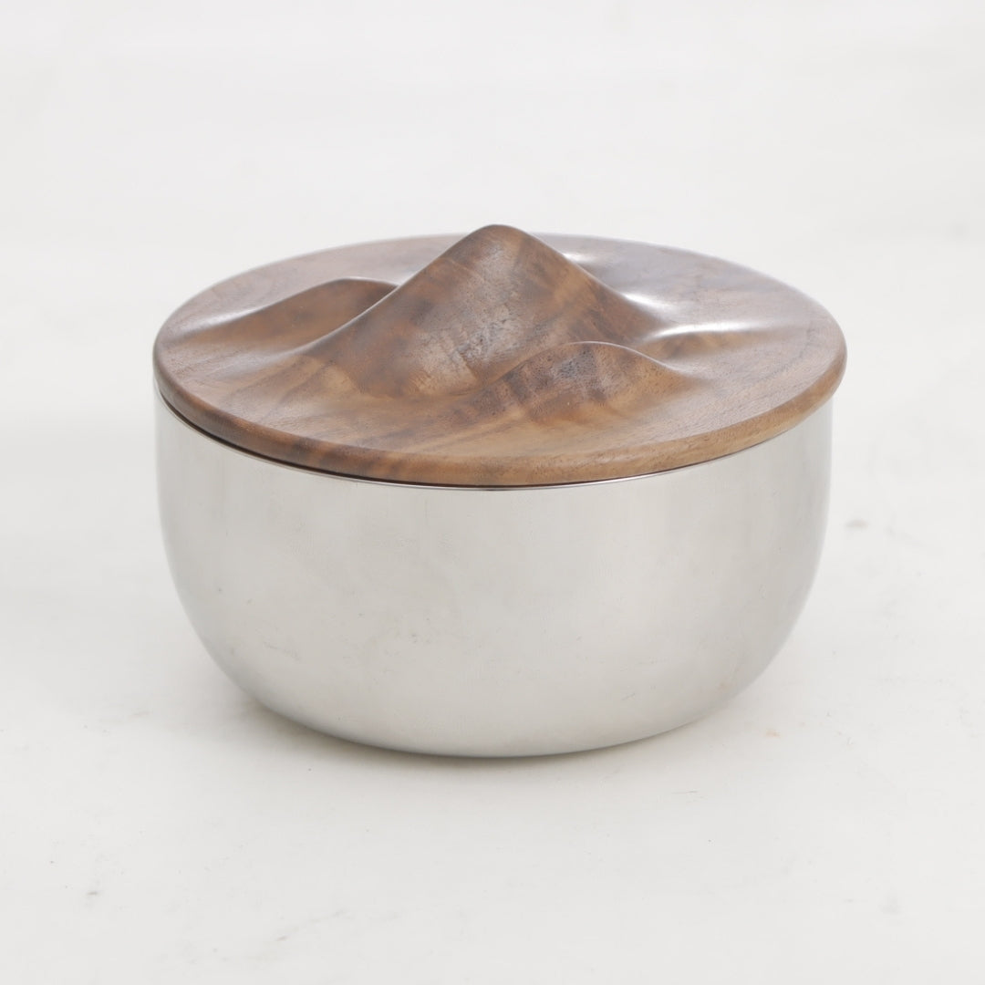 Woodland Opulence Silver & Walnut SS Steel Storage Box