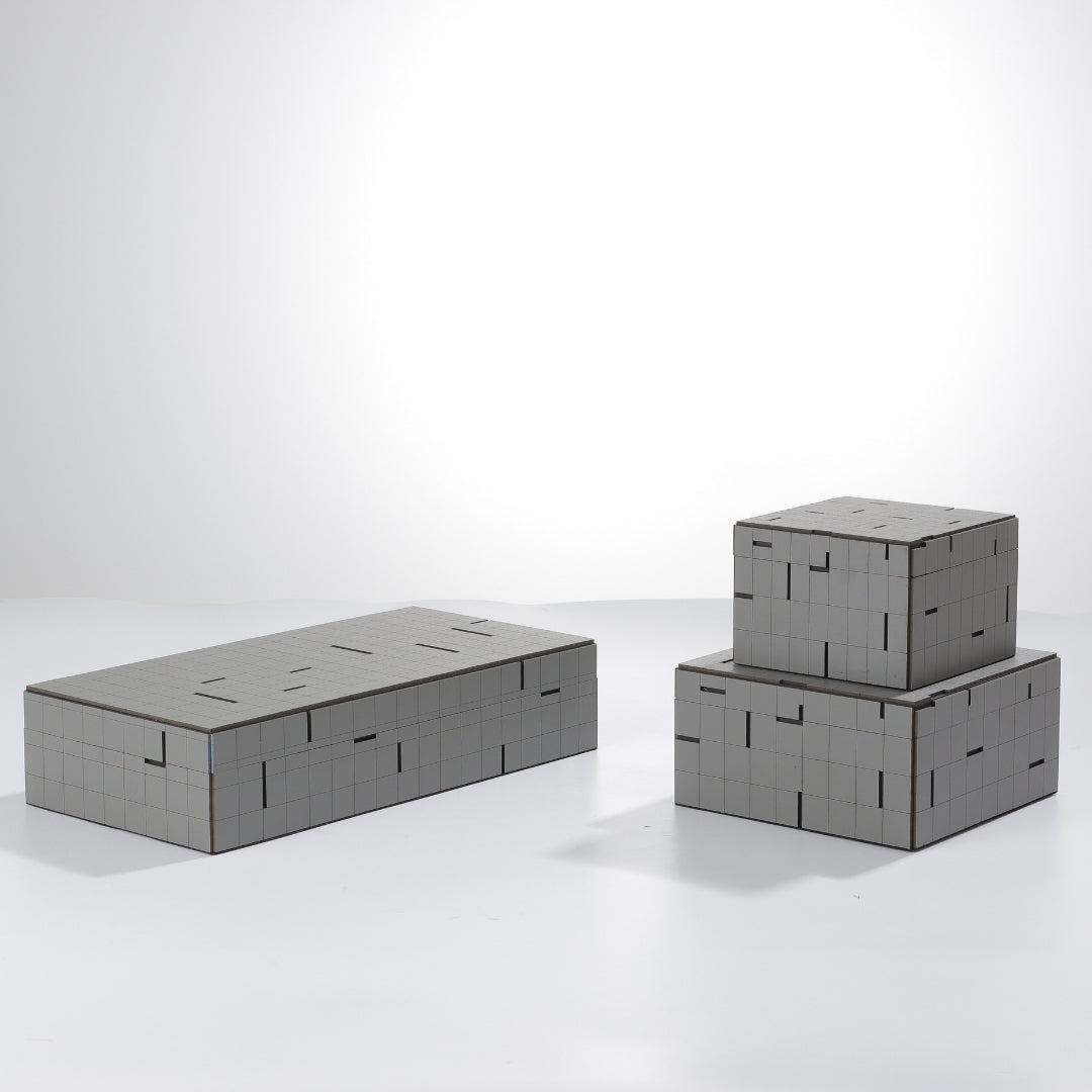 Modern Grey Leather Storage Box