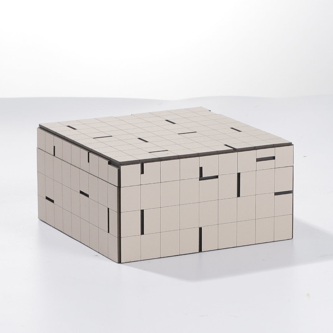 Stylish Beige Leather Square Storage Box