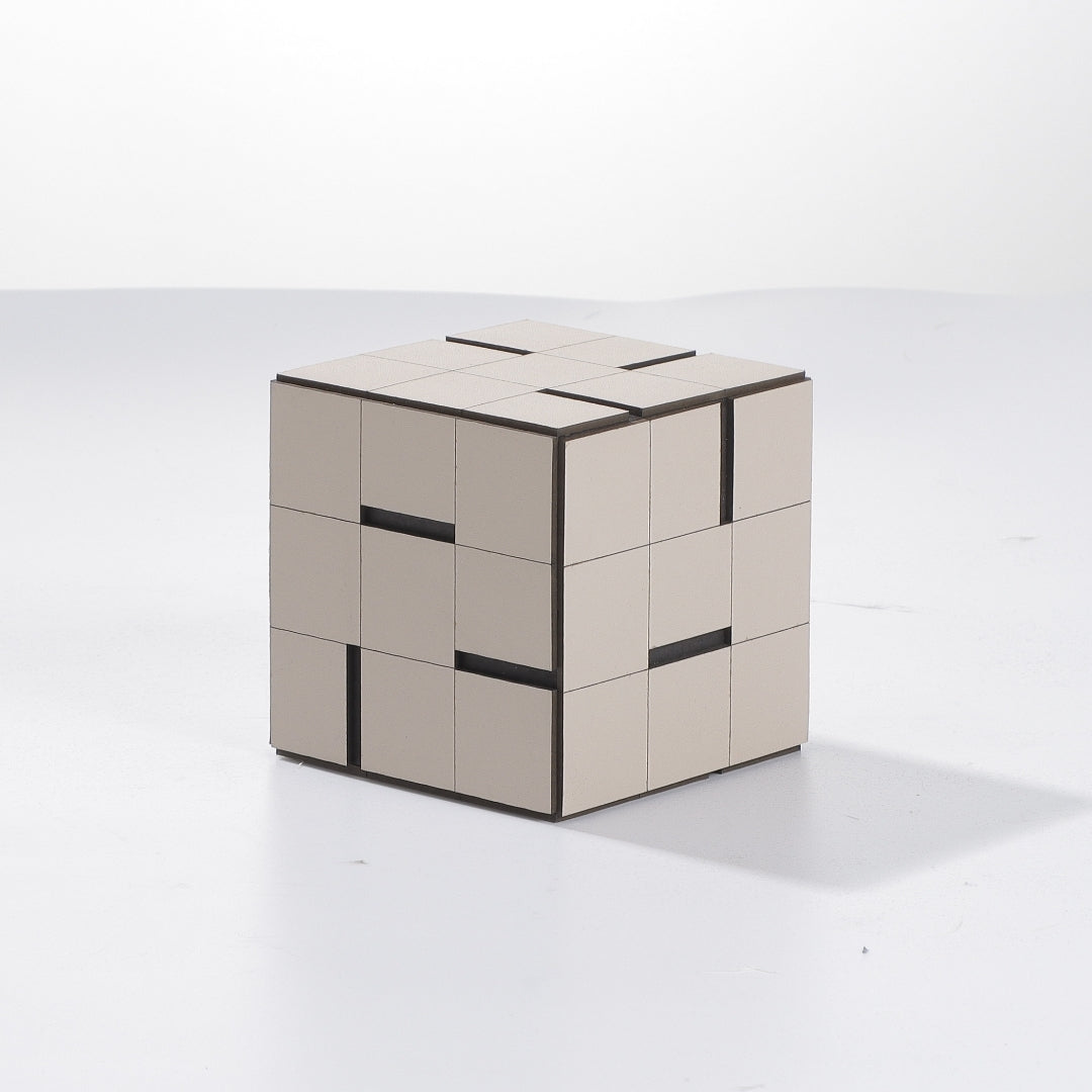 Stylish Beige Leather Square Storage Box