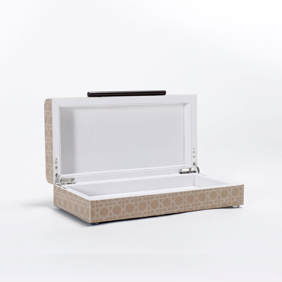 Chic Storage Companion Beige Leather Storage Box