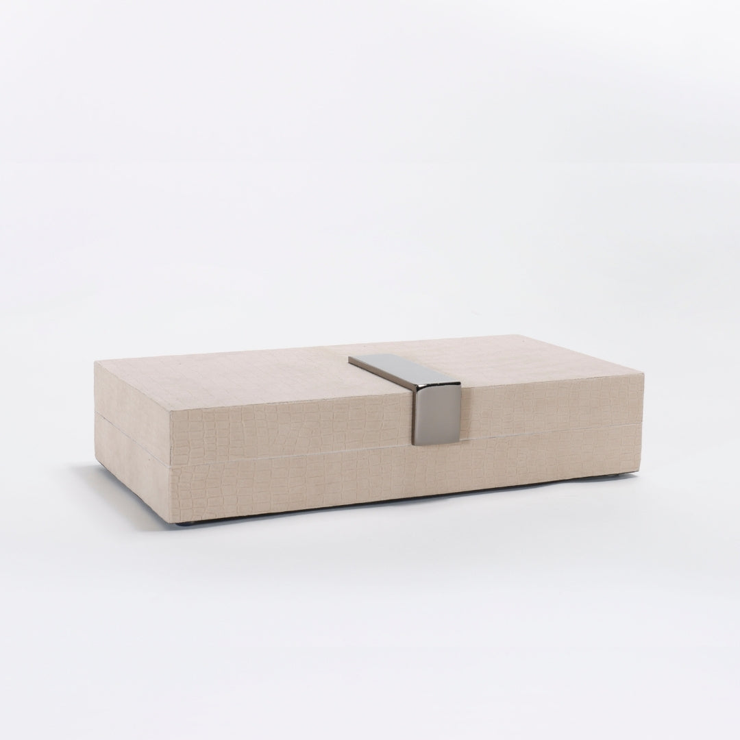 Chic Beige PU Leather Square Storage Box