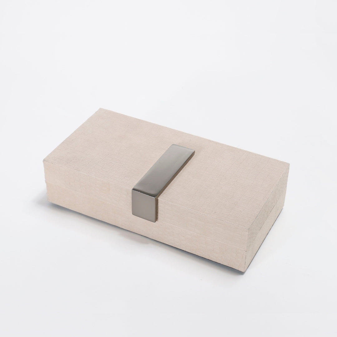 Chic Beige PU Leather Square Storage Box