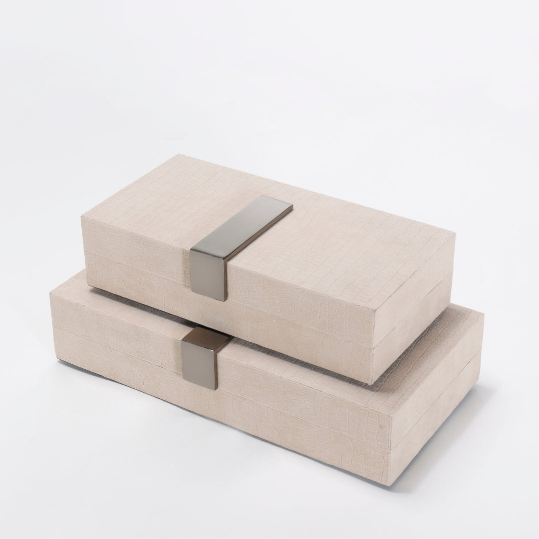 Chic Beige PU Leather Square Storage Box
