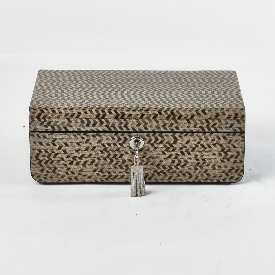 Modern Light Brown MDF Square with Lock Storage Box