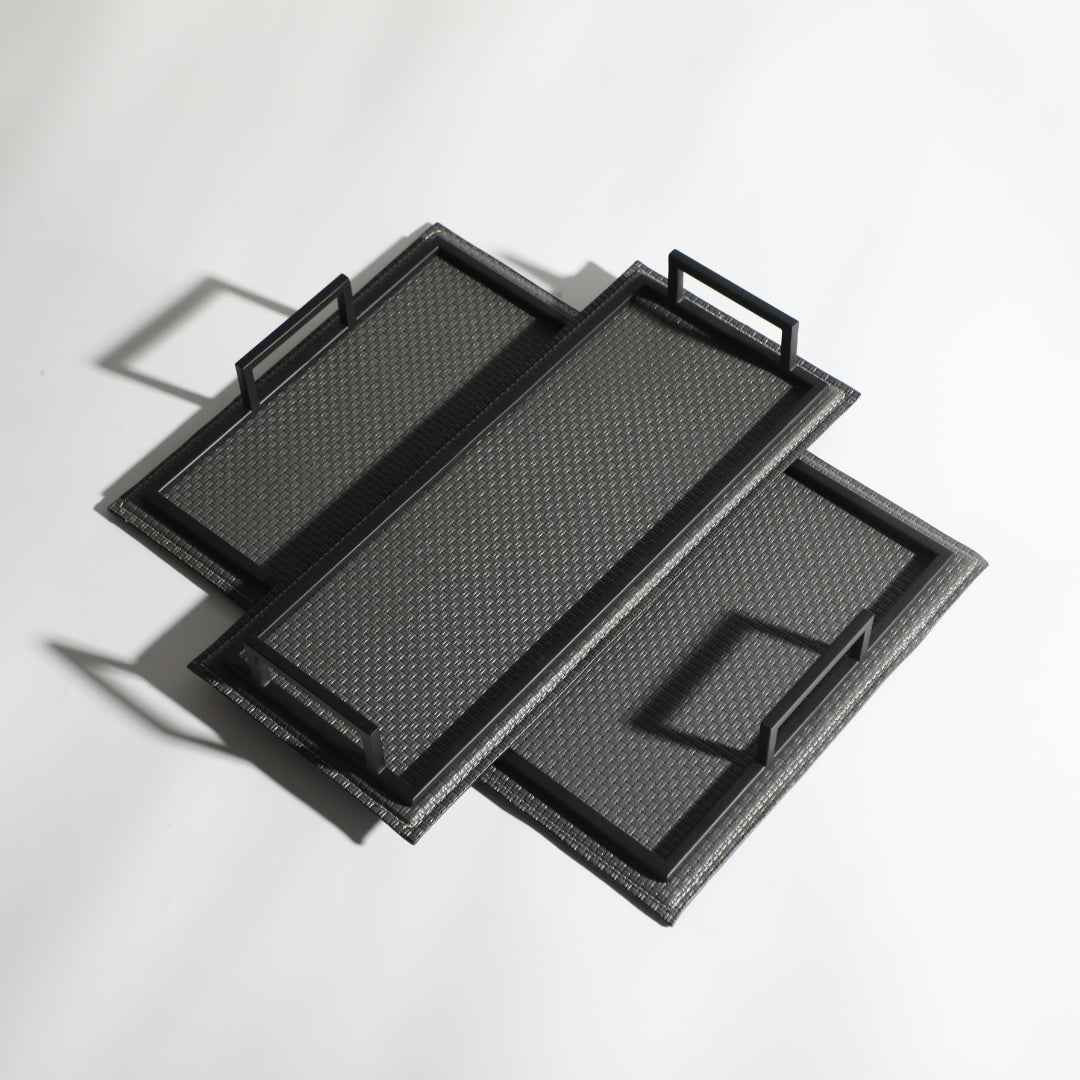 Majestic Grey Leather Classic Decorative Tray